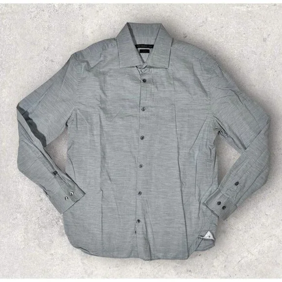JOHN VARVATOS Sz 16x32-33 MENS Dress Shirt Gray Lightweight Cotton Button - Picture 1 of 12
